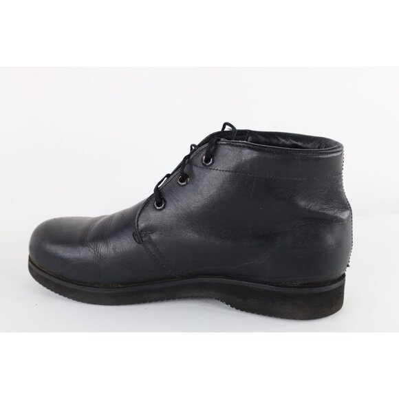 Vtg 70s Streetwear Mens 9 Distressed Leather Ankle Chukkas Chukka Boots Black main image 4